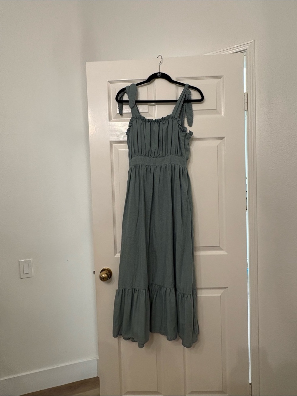 Lulu's Sage Green Maxi Midi Dress with Tie Straps